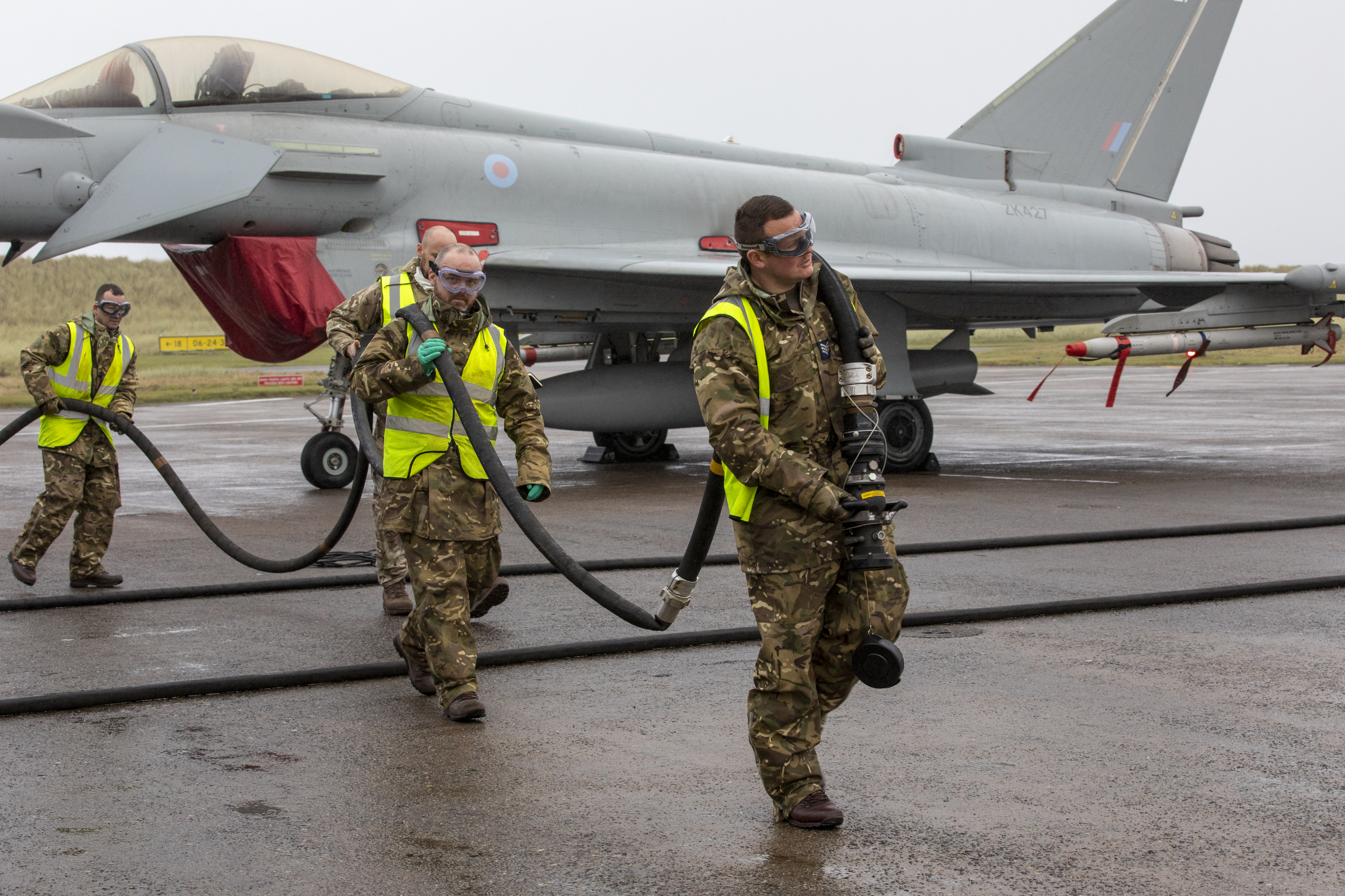 Personnel move refuelling pump, with Typhoon in the background.